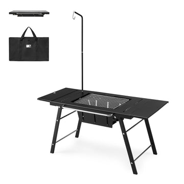 Naturehike IGT Table with Charcoal Grill setup for outdoor barbecue