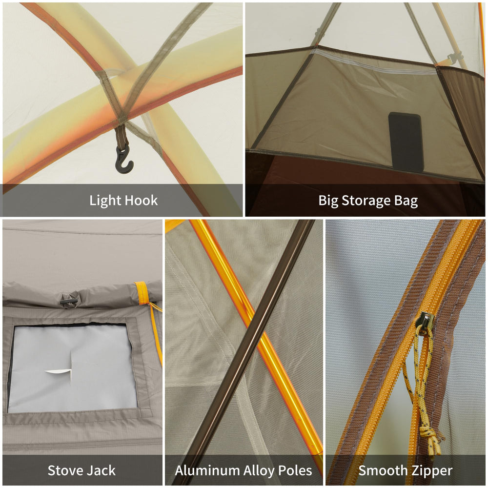 Naturehike Kota tent interior dimensions showing standing height and space
