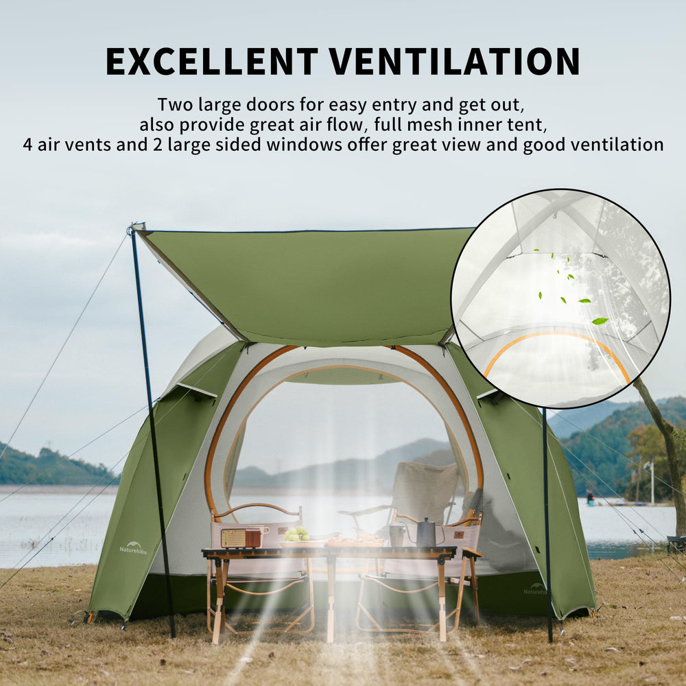 Naturehike Kota tent floor coverage shows durable PU-coated base
