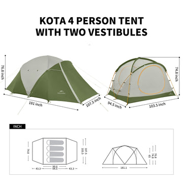 Naturehike Kota interior standing room provides 76.8 inches of headroom