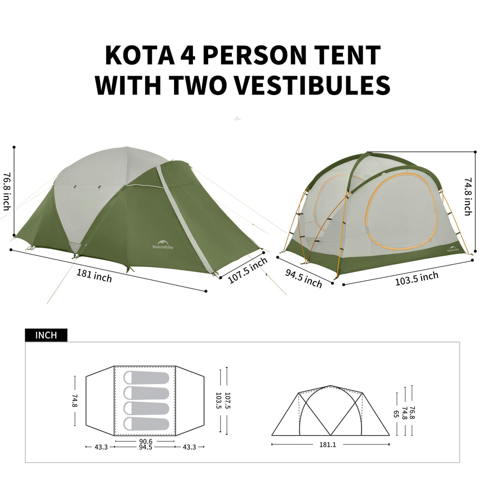 Naturehike Kota interior standing room provides 76.8 inches of headroom