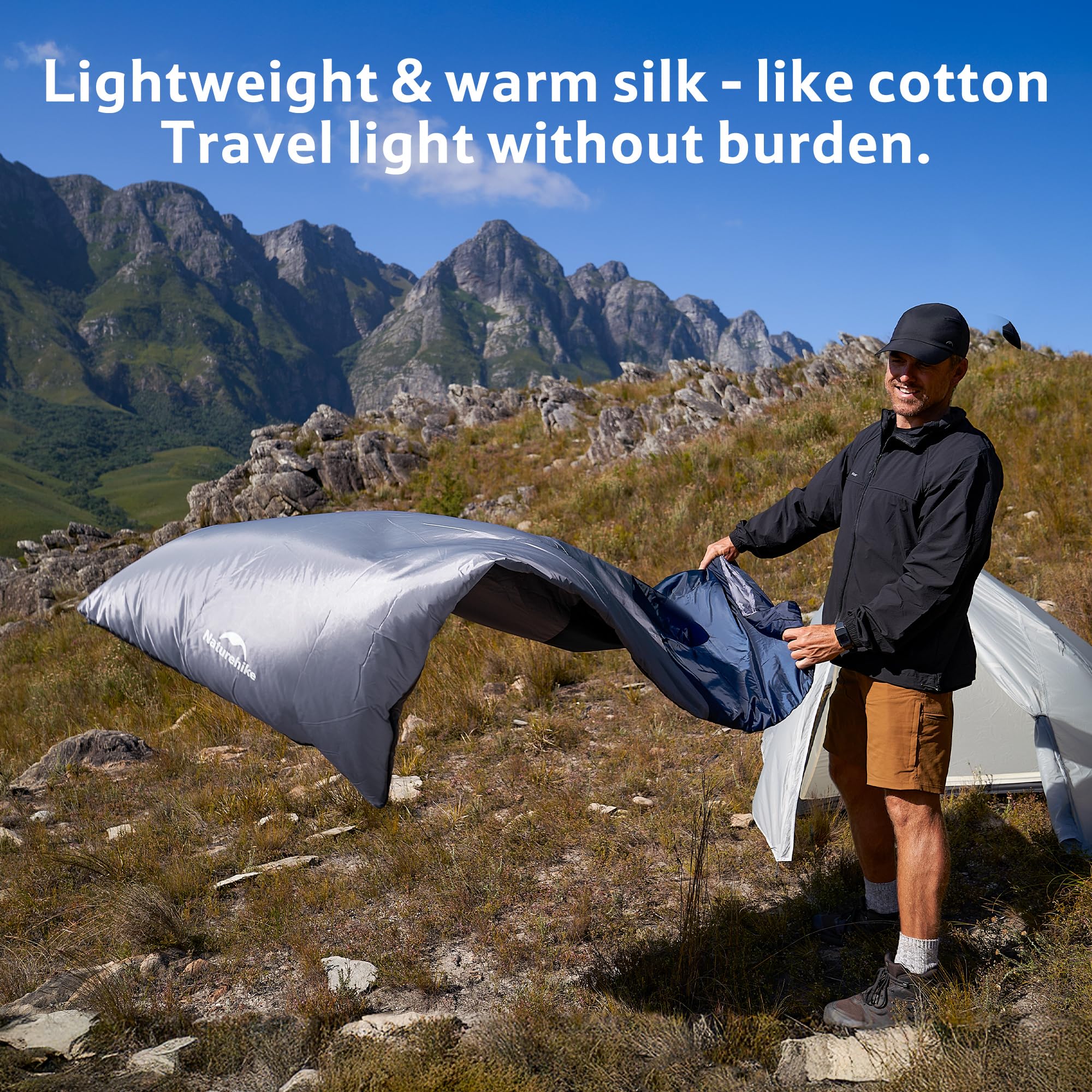 Naturehike sleeping bag two-way zipper feature enables easy double bag setup