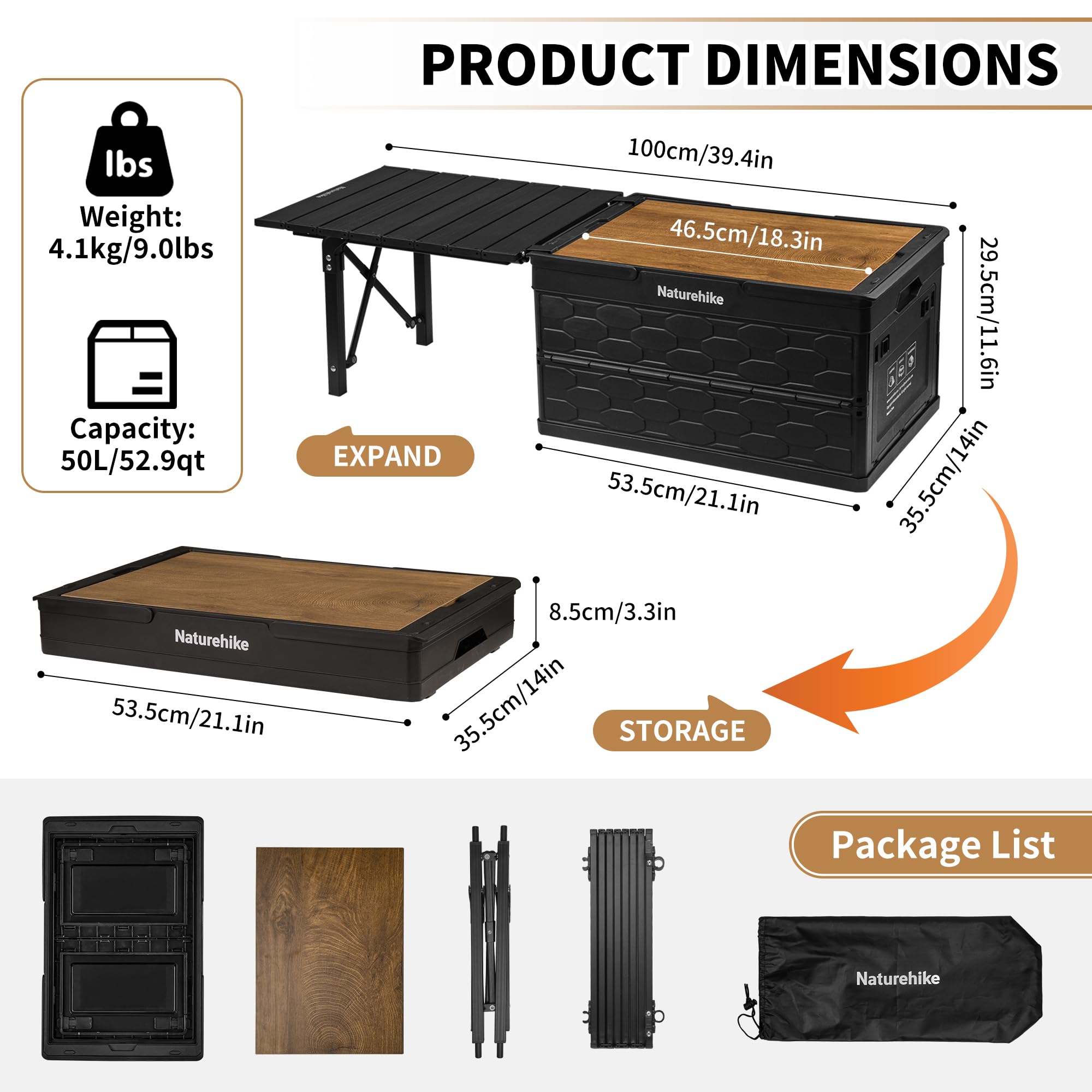 Naturehike Lispace storage box with handle for easy transport and organization.
