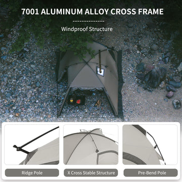 Naturehike Massif hot tent porch and vestibule layout highlights extra gear room.