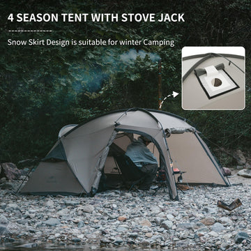 Naturehike Massif hot tent breathable mesh and vents reduce condensation.