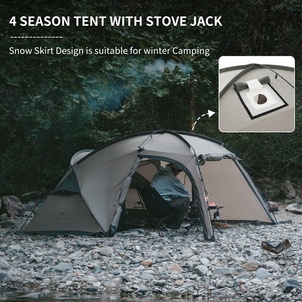 Naturehike Massif hot tent breathable mesh and vents reduce condensation.