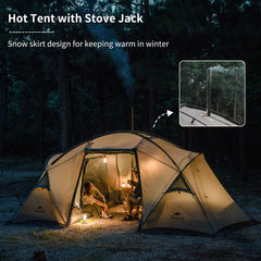 Naturehike Massif hot tent vestibule doors offer easy access and gear storage