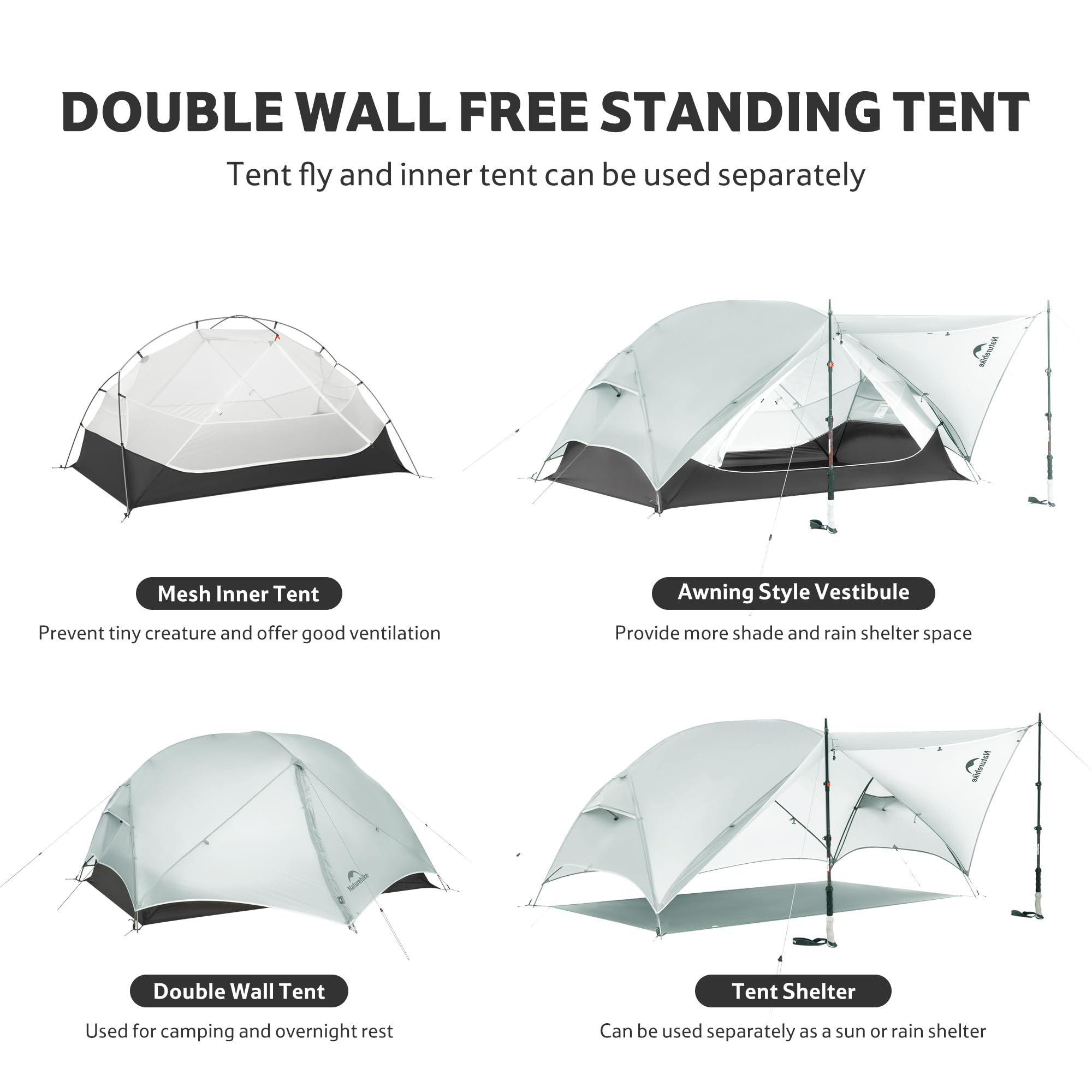 Naturehike Mongar UL dual doors improve airflow and easy entry