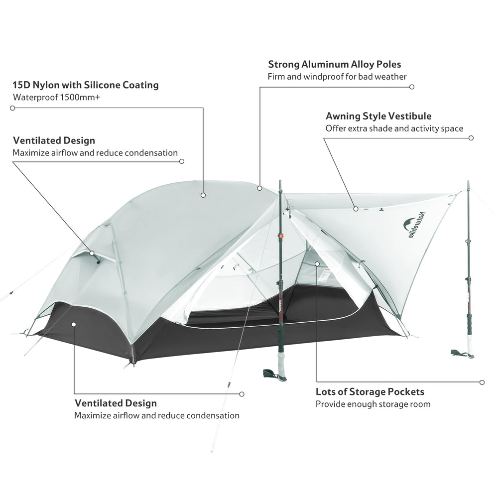 Naturehike Mongar UL expandable awning provides shade and rain protection