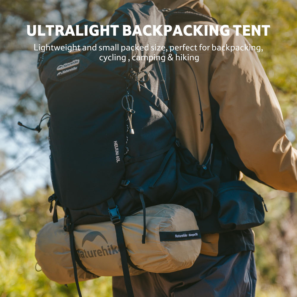 Naturehike Mongar UL included gear shows footprint, rain fly, stakes, and ropes for versatile shelter.
