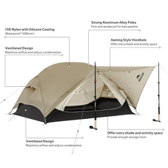 Naturehike Mongar UL interior space reveals roomy two-person comfort and organized storage.