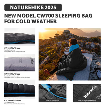 Naturehike neck collar and wind bars provide draft reduction during cold nights