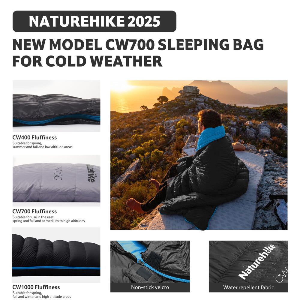 Naturehike neck collar and wind bars provide draft reduction during cold nights