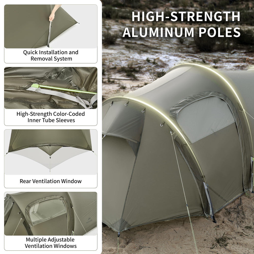 Naturehike Opalus interior is spacious, fitting 2-3 sleepers comfortably.