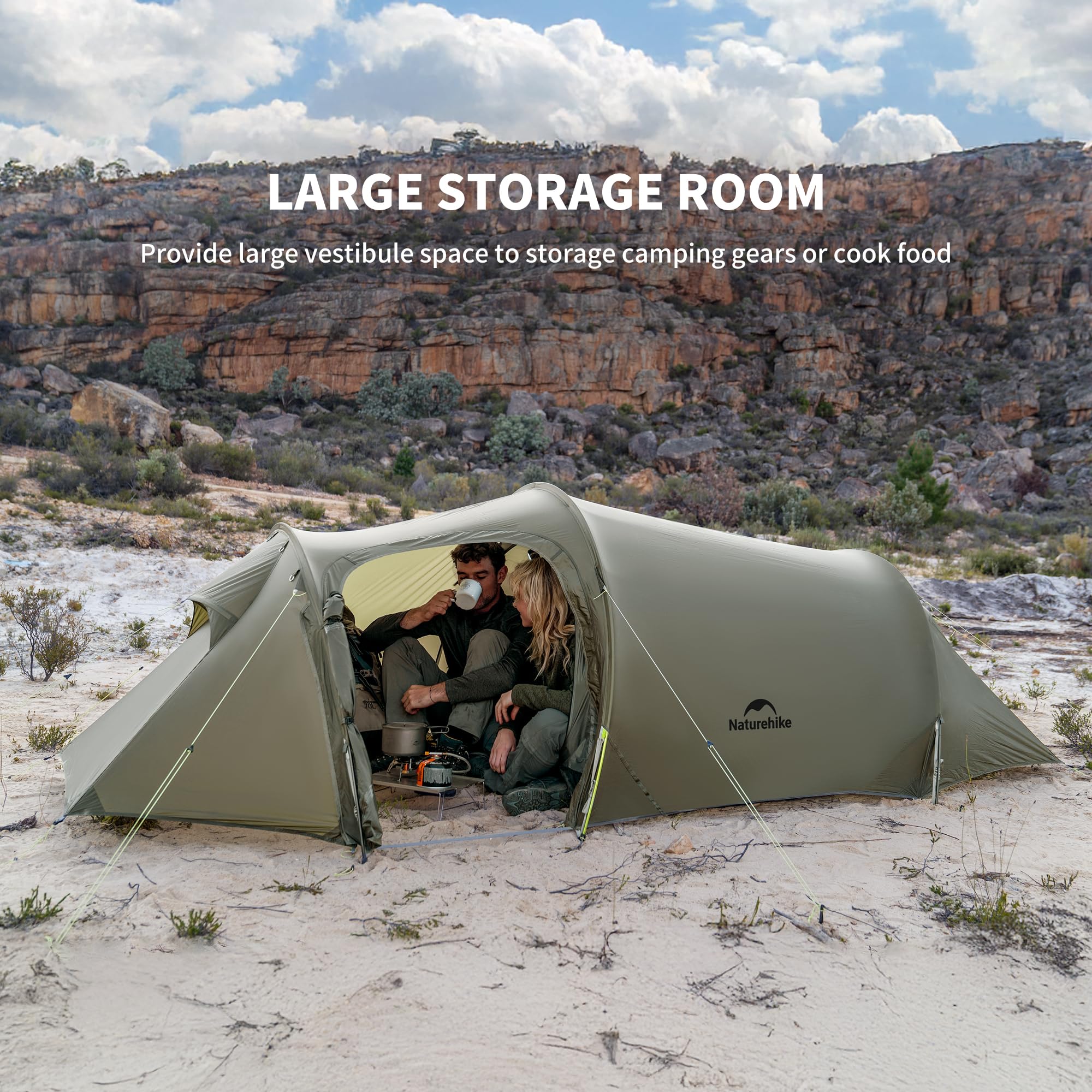 Naturehike Opalus UL ventilation front and rear windows for fresh airflow.