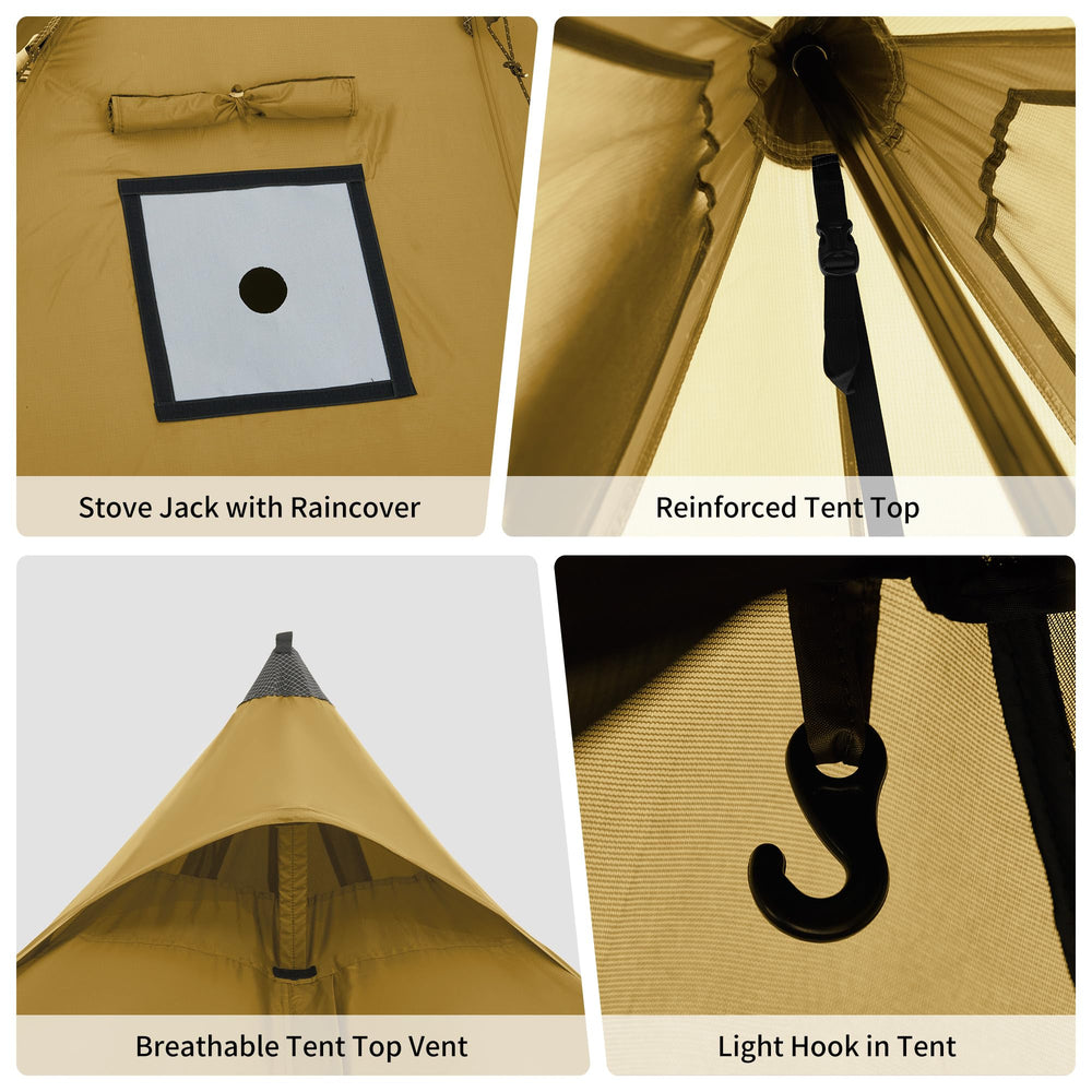 Naturehike Ranch Fire Teepee lightweight aluminum poles enable quick setup