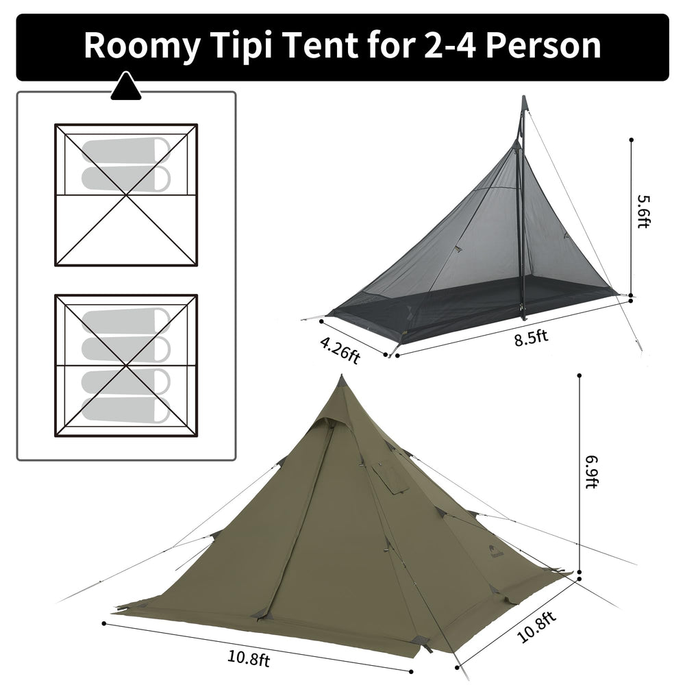 Naturehike Ranch Fire Teepee Stove Jack ready for camp stove use