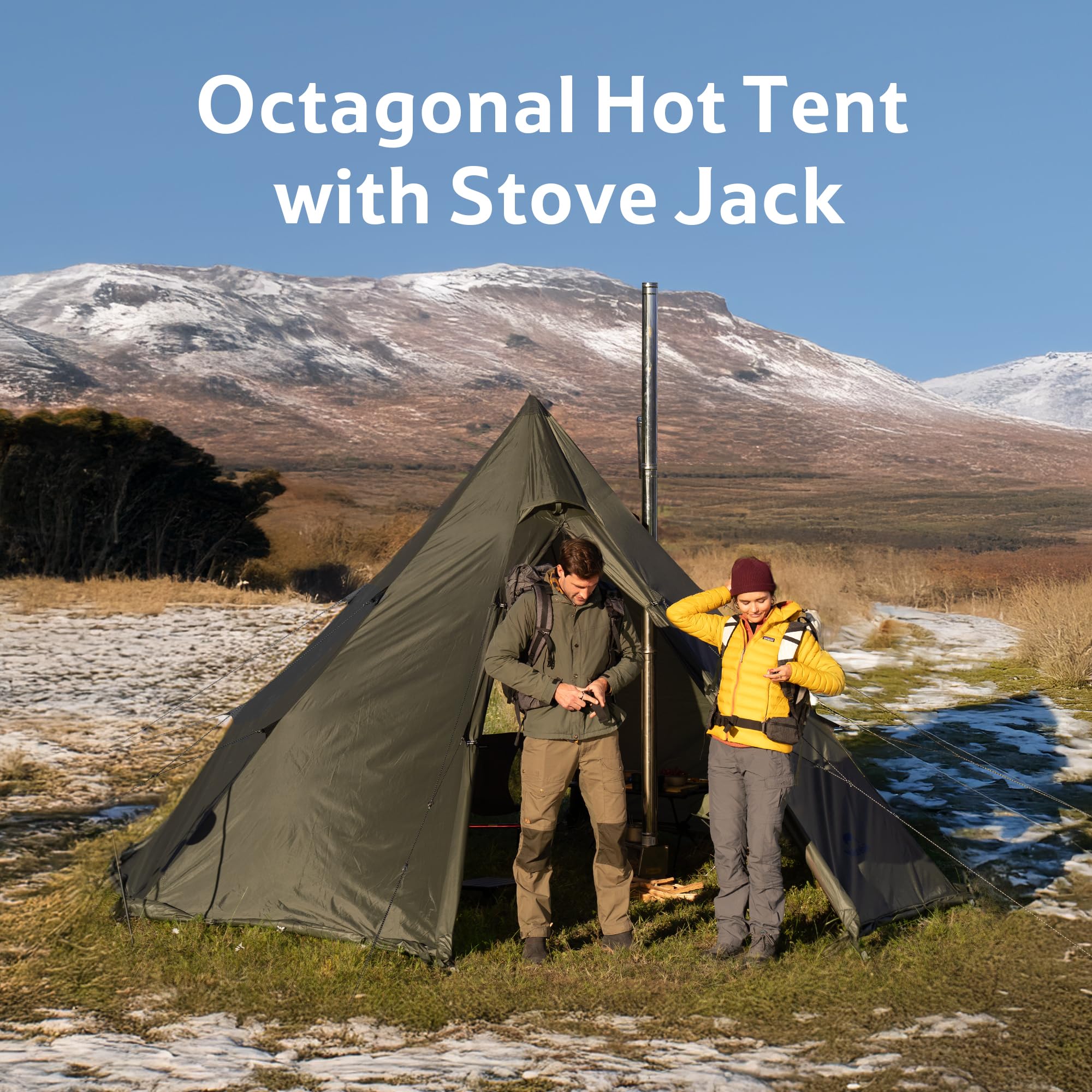 Naturehike Ranch Fire Teepee tent aluminum poles provide strong stability in windy conditions.