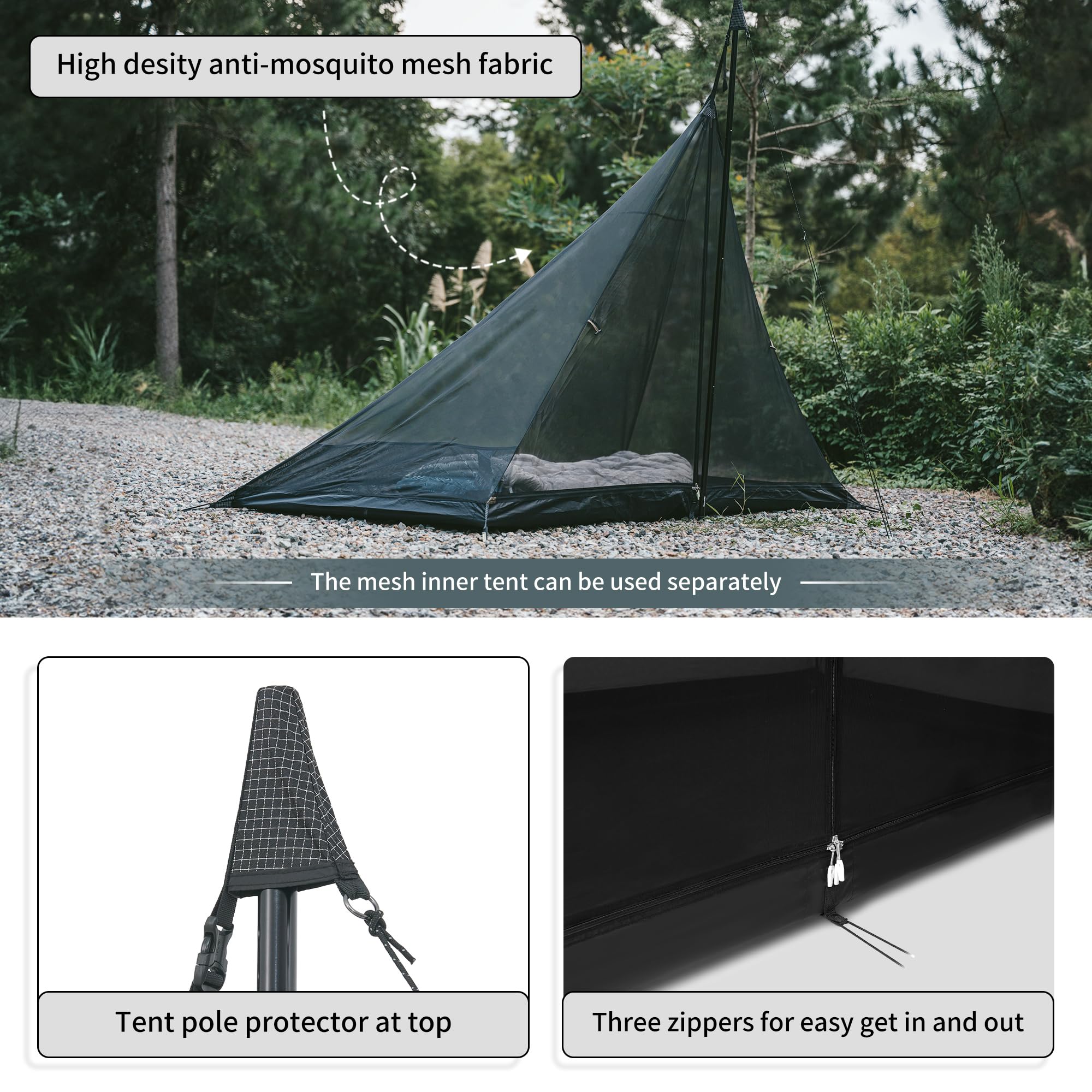 Naturehike Ranch Fire Teepee ventilation windows promote air flow in humid or warm nights