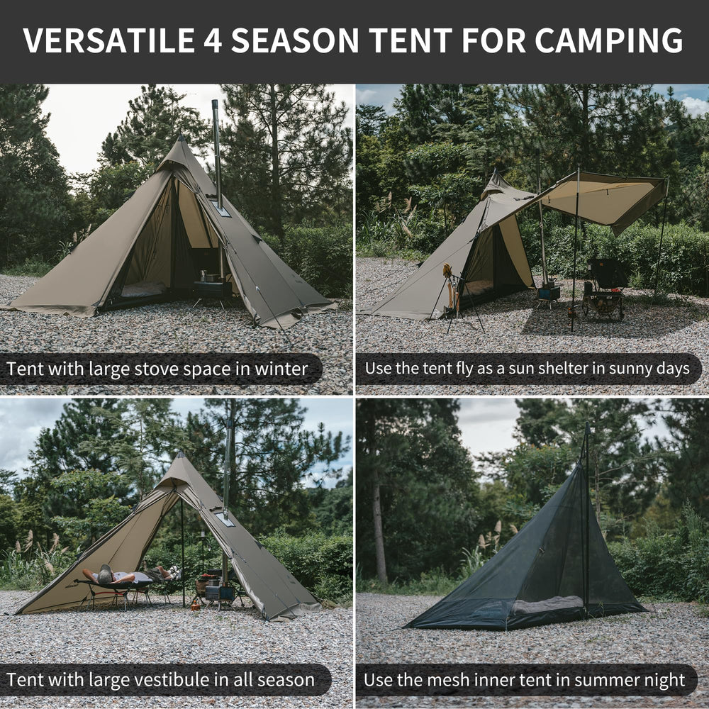Naturehike Ranch Fire Teepee ventilation windows provide fresh airflow