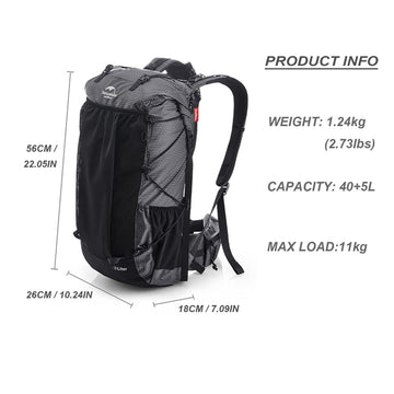 Naturehike Rock Series back panel demonstrates breathable support for long treks