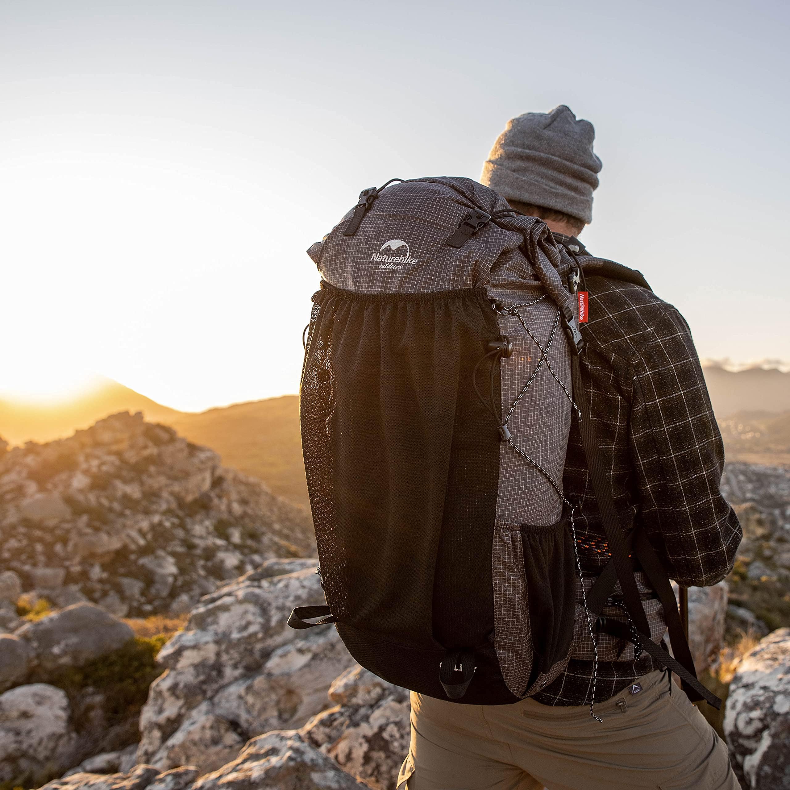 Naturehike Rock Series compression straps secure poles and sleeping gear