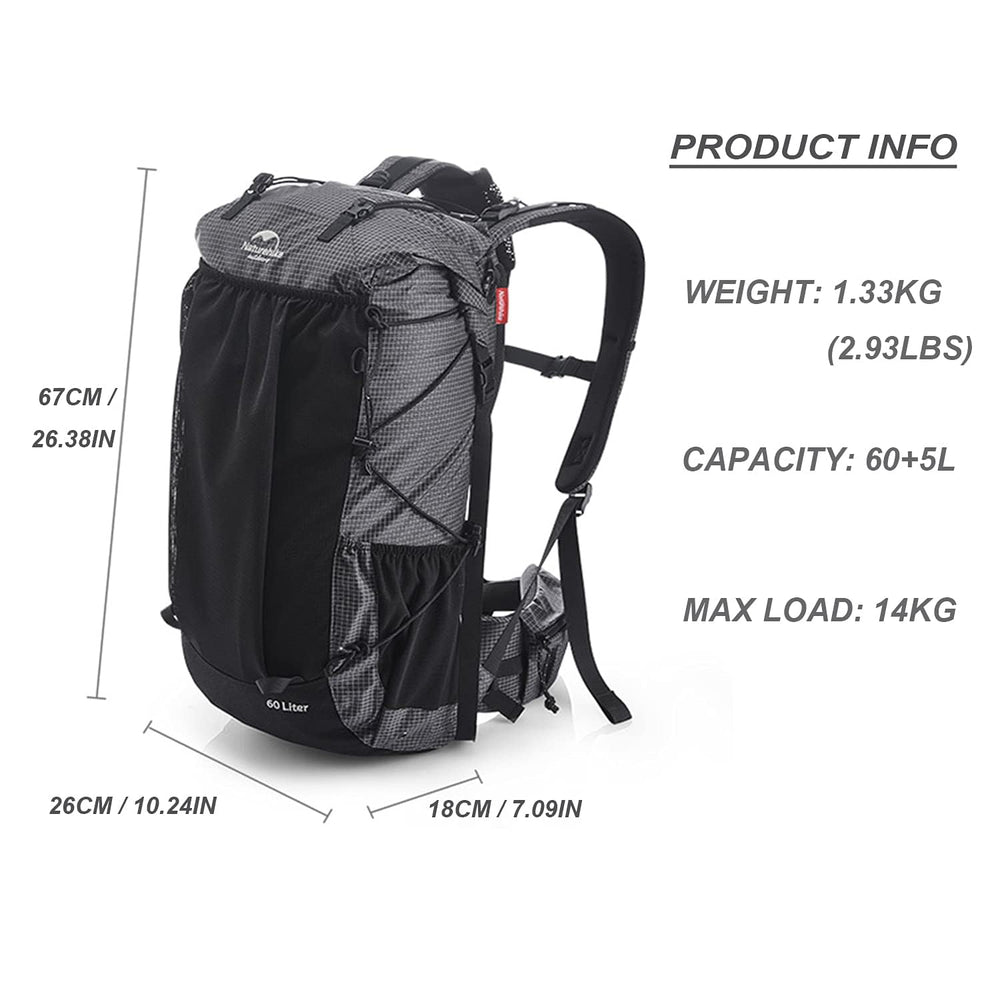 Naturehike Rock Series back pad and straps for ergonomic carry