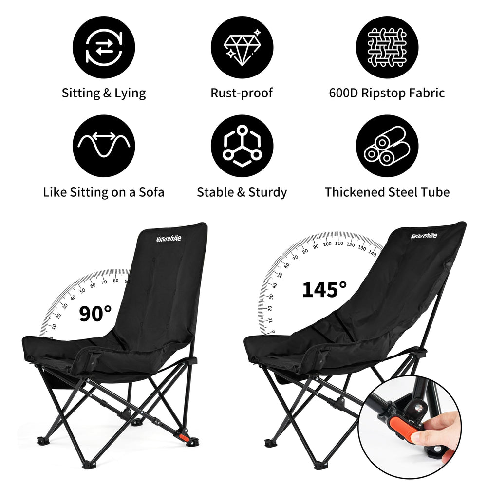 Naturehike Seastar padded chair backrest positions for customizable comfort.