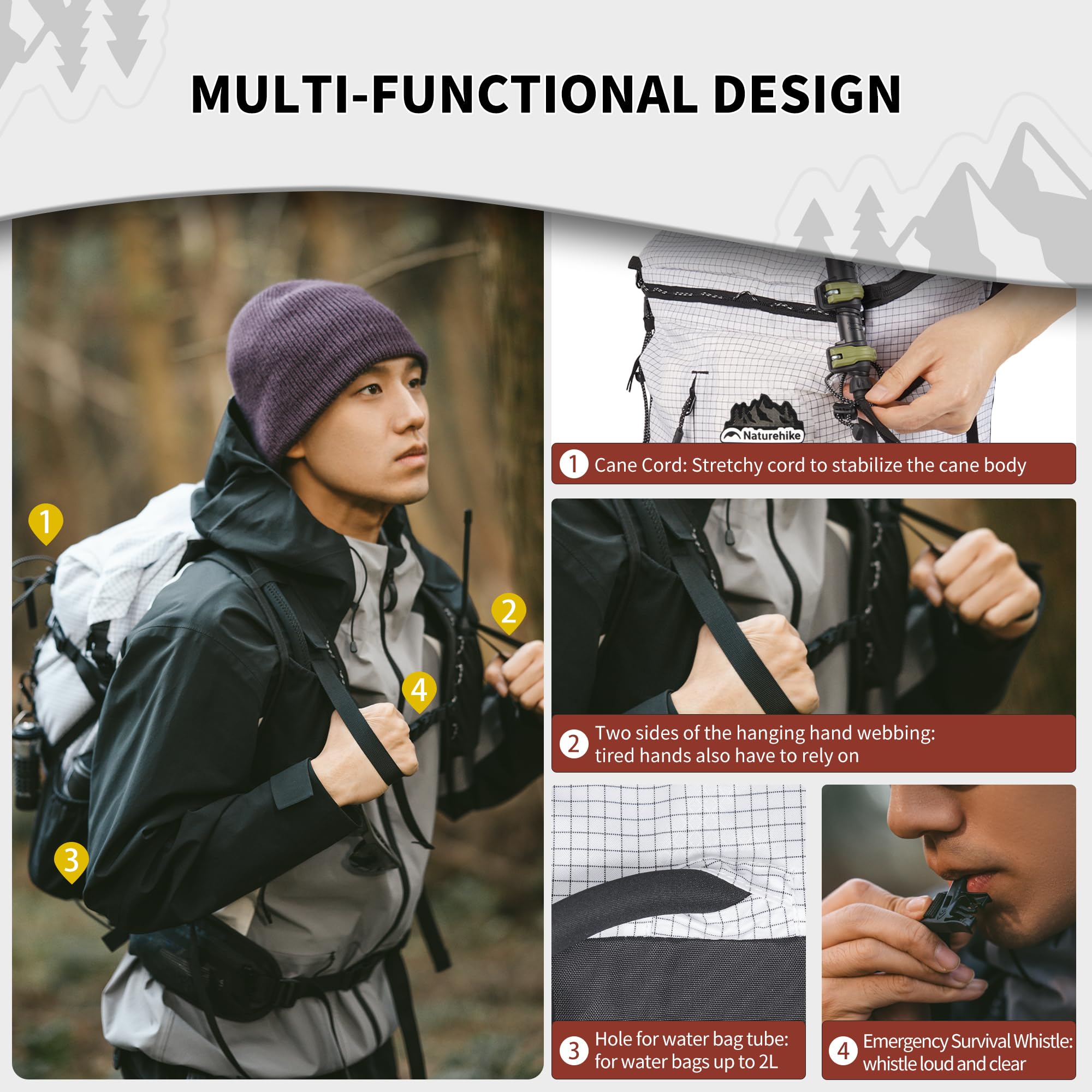 Naturehike side mesh pockets for quick-access gear during hikes