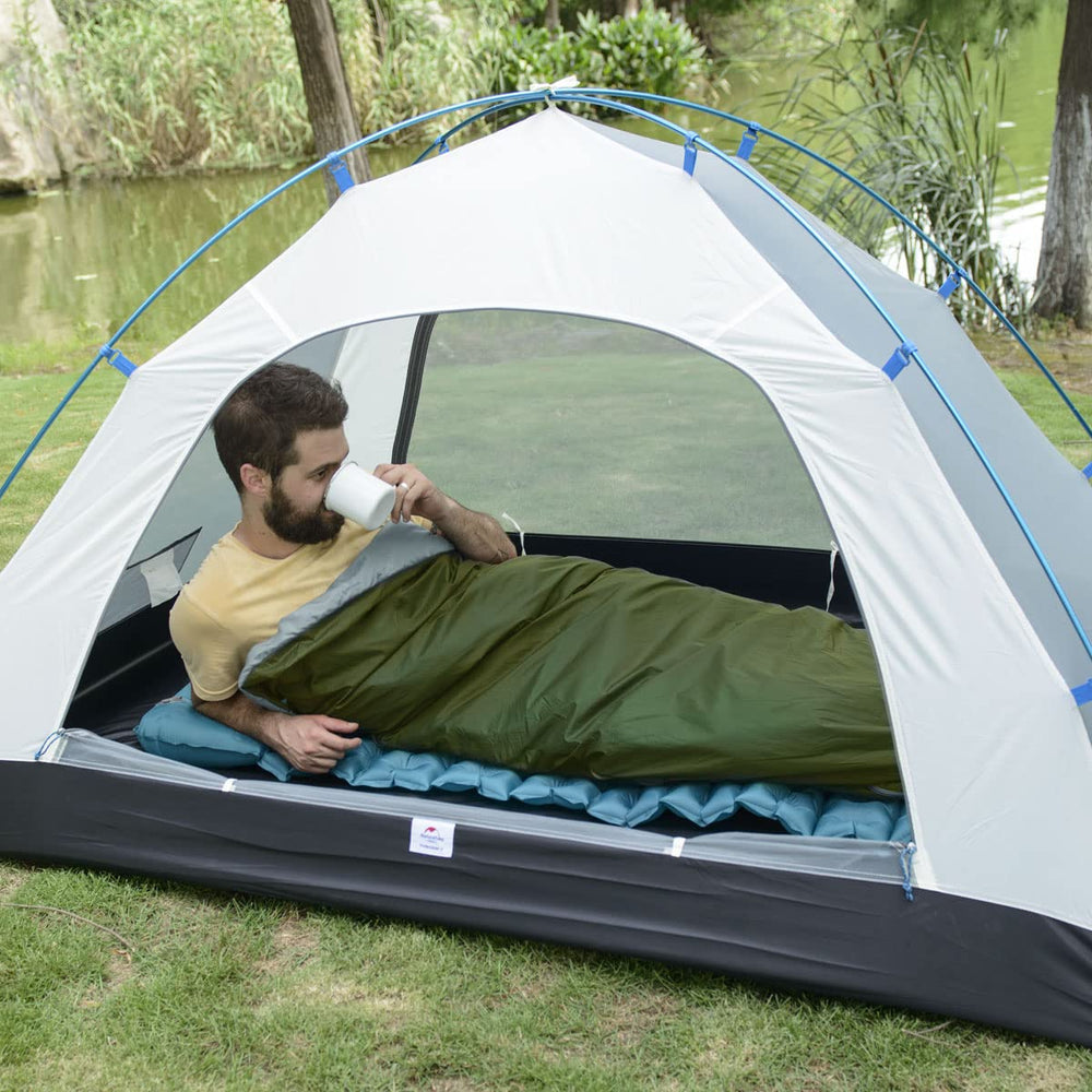 Naturehike sleeping bag compression sack demonstrates compact packing for easy transport.