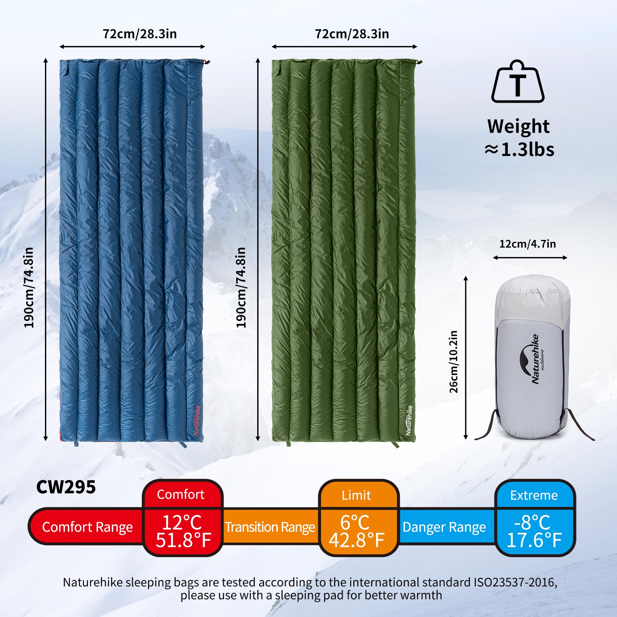Naturehike down sleeping bag with water repellent nylon keeps you dry in light rain