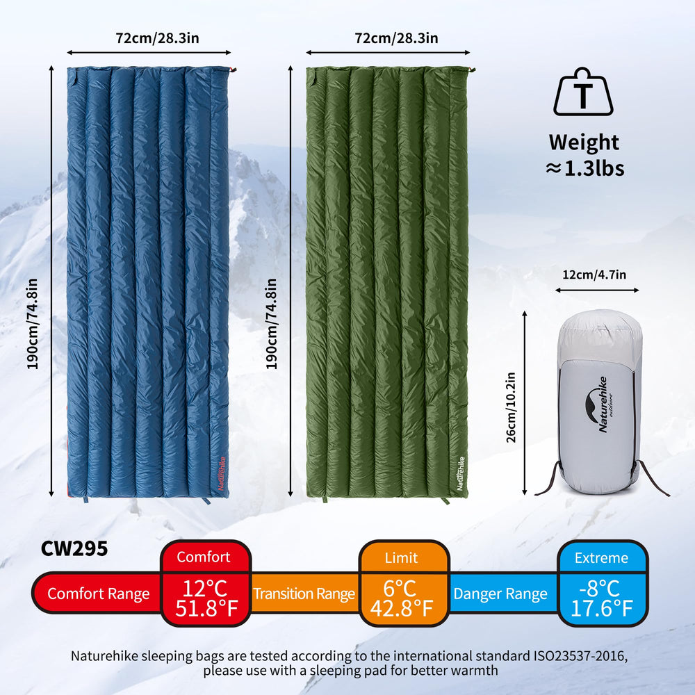 Naturehike down sleeping bag with water repellent nylon keeps you dry in light rain