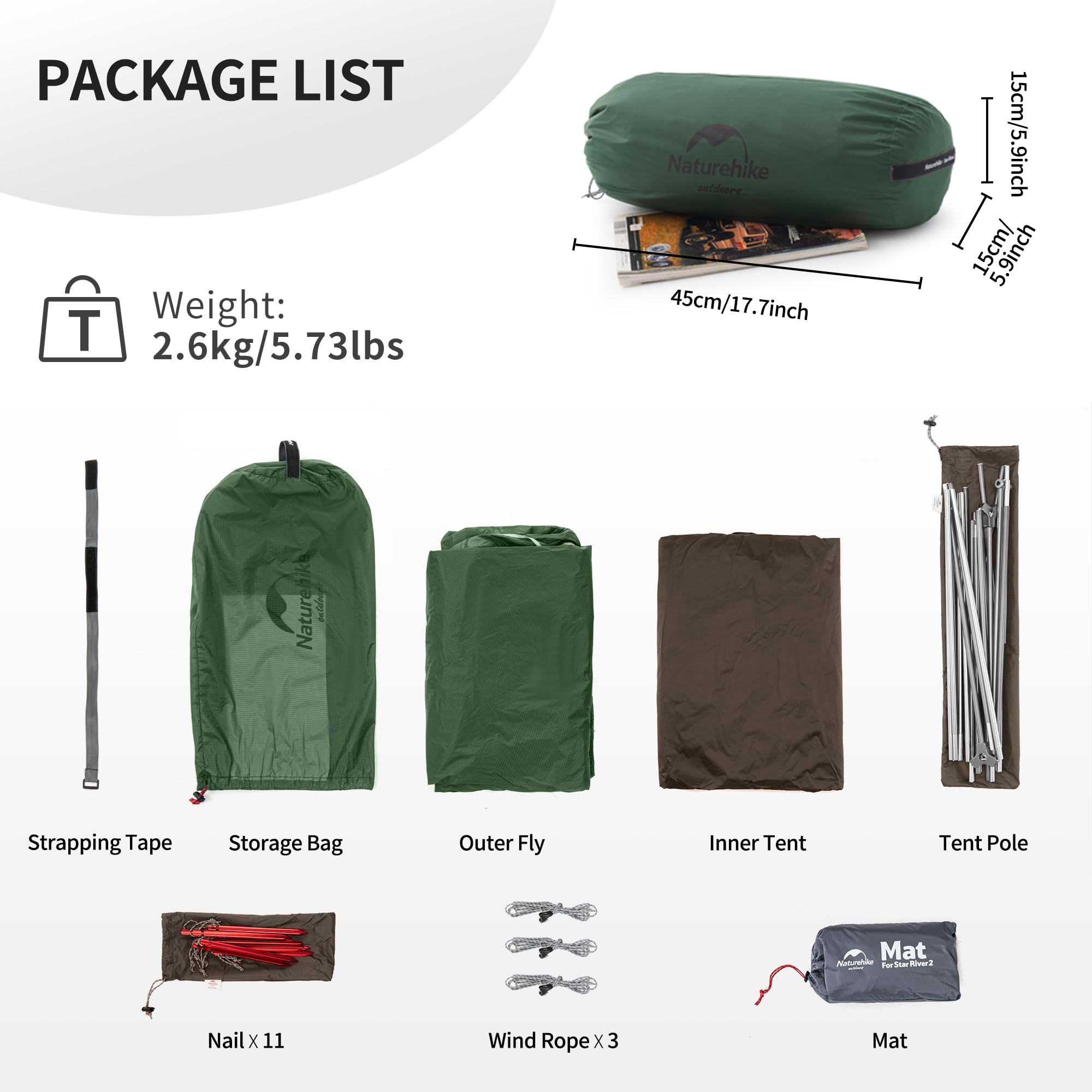 Naturehike Star River tent poles provide sturdy support against wind
