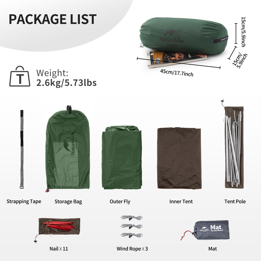 Naturehike Star River tent poles provide sturdy support against wind