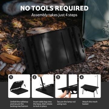 Naturehike Tactical Table aluminum frame offers durable, stable support