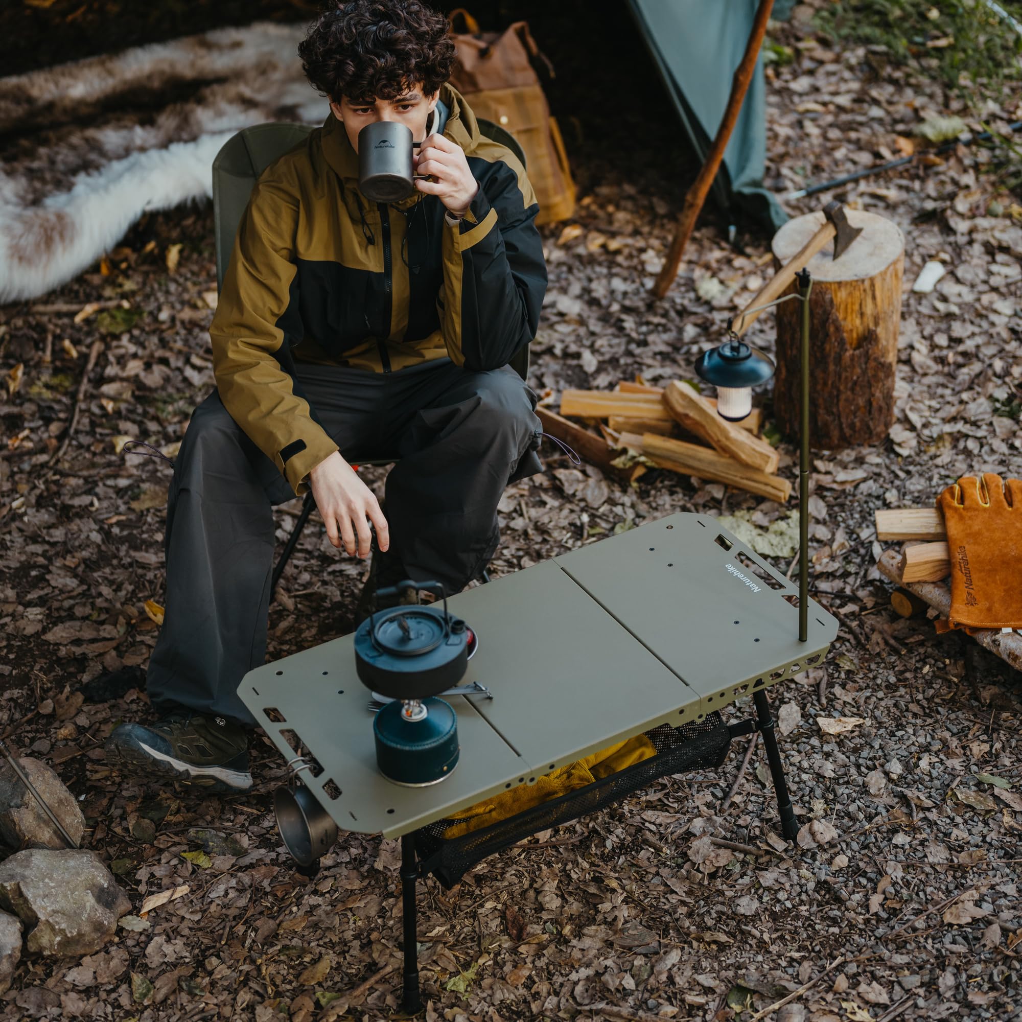 Naturehike Tactical Table folded to briefcase size for easy travel