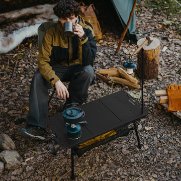 Naturehike Tactical Table height adjustable showcases flexibility on uneven ground