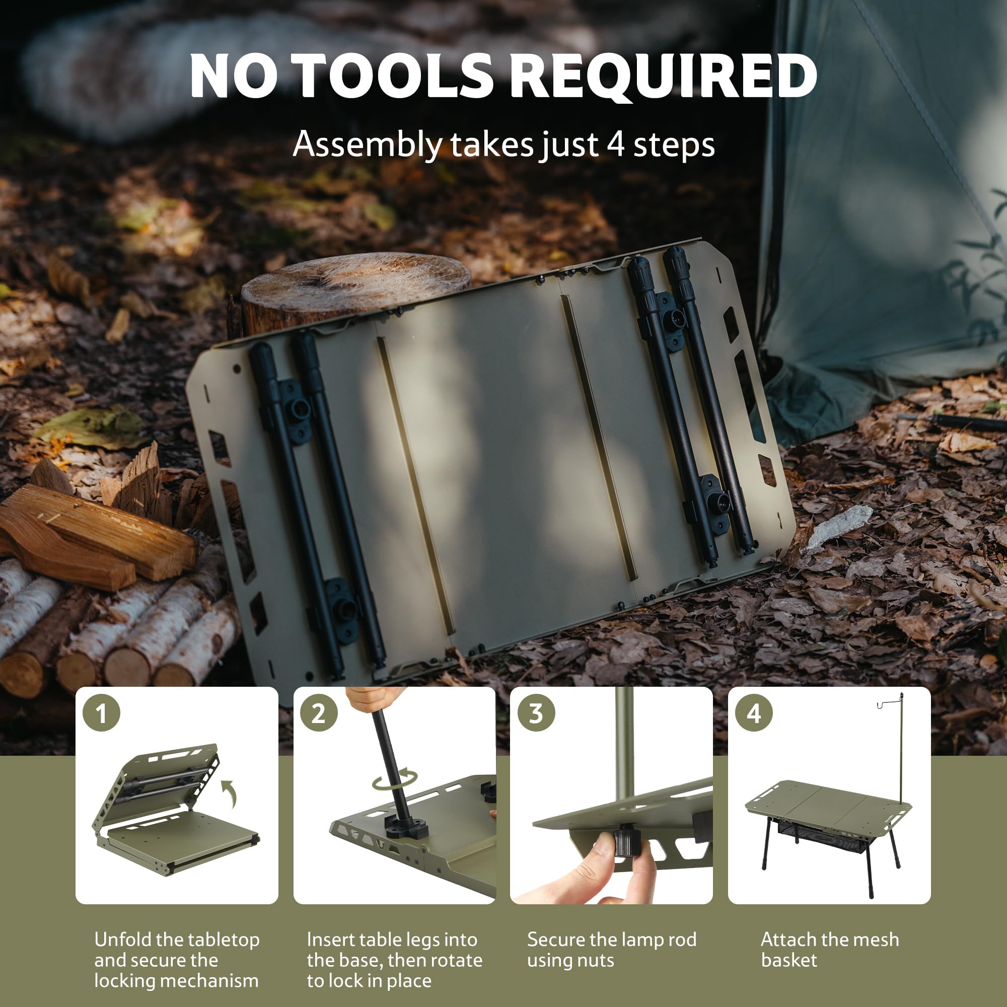 Naturehike Tactical Table with sturdy aluminum frame supporting heavy gear