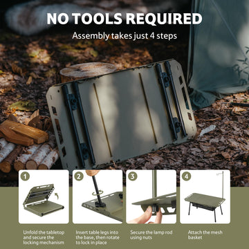 Naturehike Tactical Table with sturdy aluminum frame supporting heavy gear