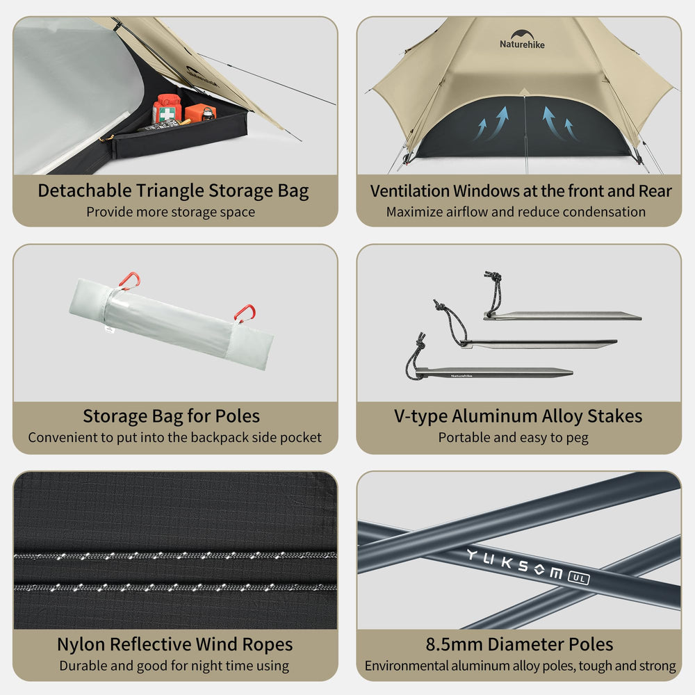 Naturehike UL Star River aluminum poles ensure quick setup.