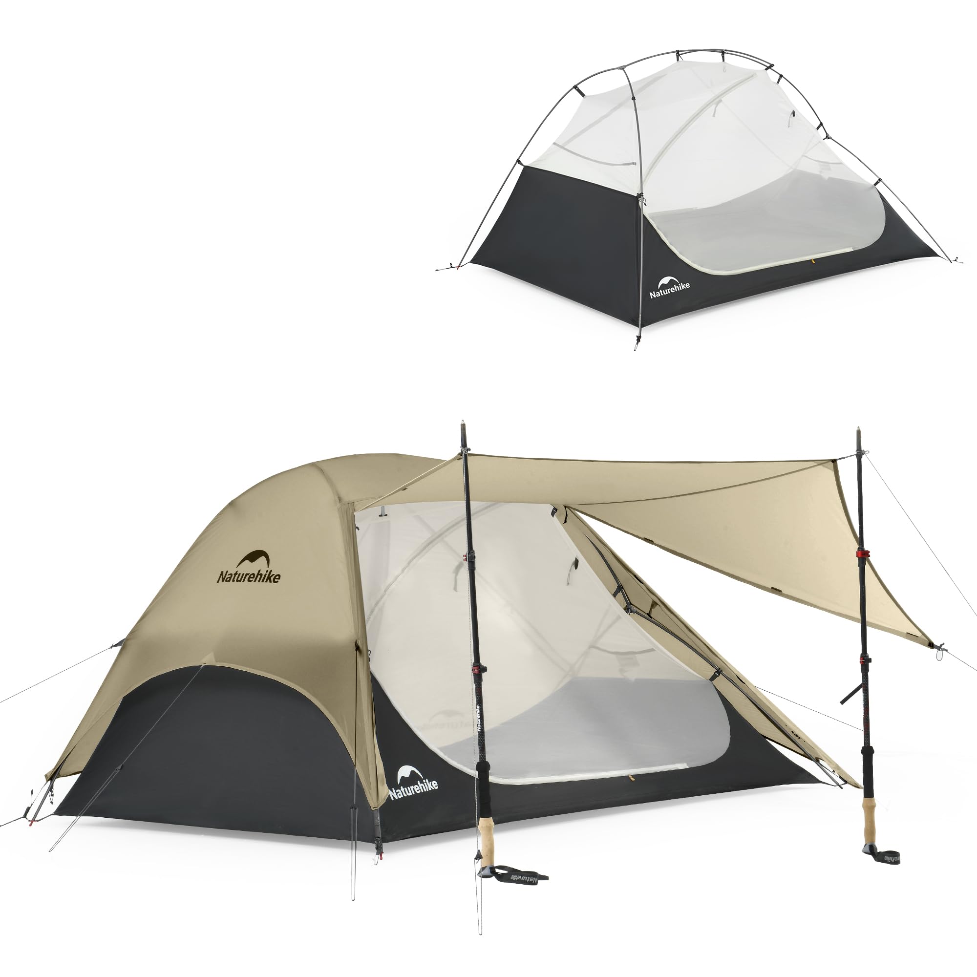 Naturehike UL Star River tent awning vestibules offer shade and rain shelter.