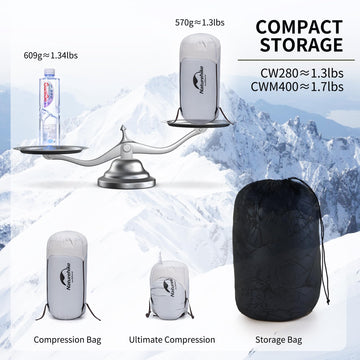 Naturehike ultralight sleeping bag with 650 fill power emphasizing fluffy warmth.