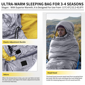 Naturehike ultralight duck-down sleeping bag medium-size offers roomy space for adults