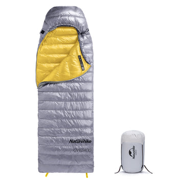 Naturehike ultralight duck-down sleeping bag open shows envelope design for warmth
