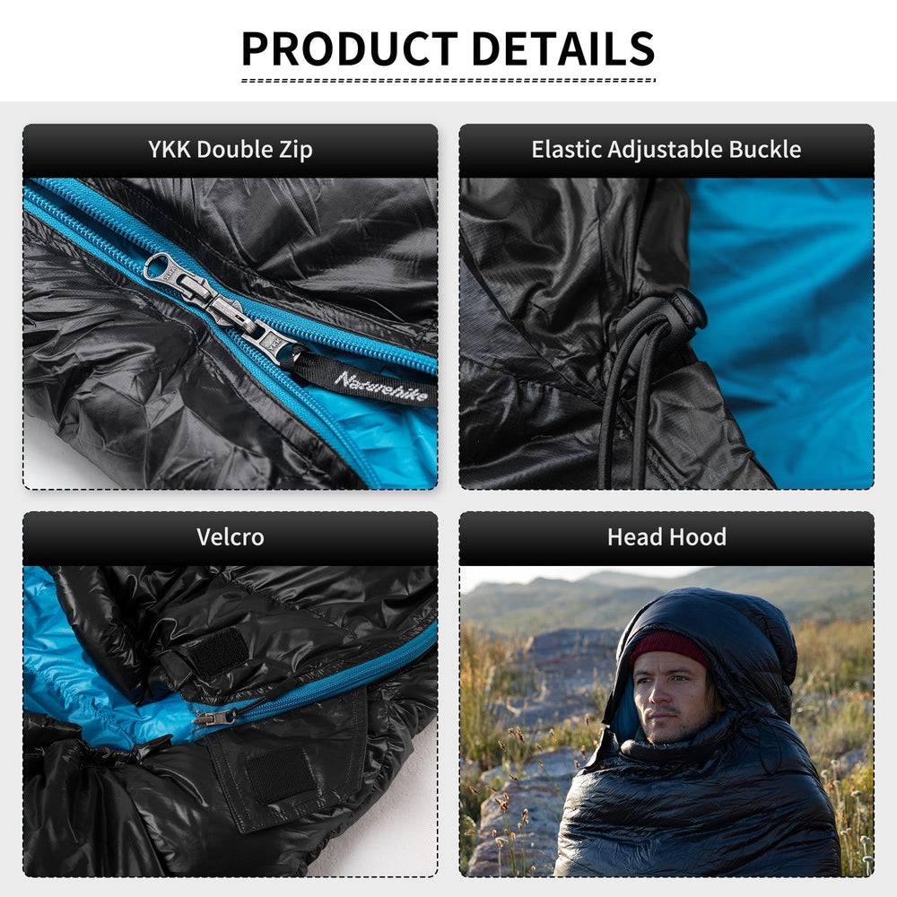Naturehike ultralight duck down sleeping bag waterproof nylon shields gear in damp conditions