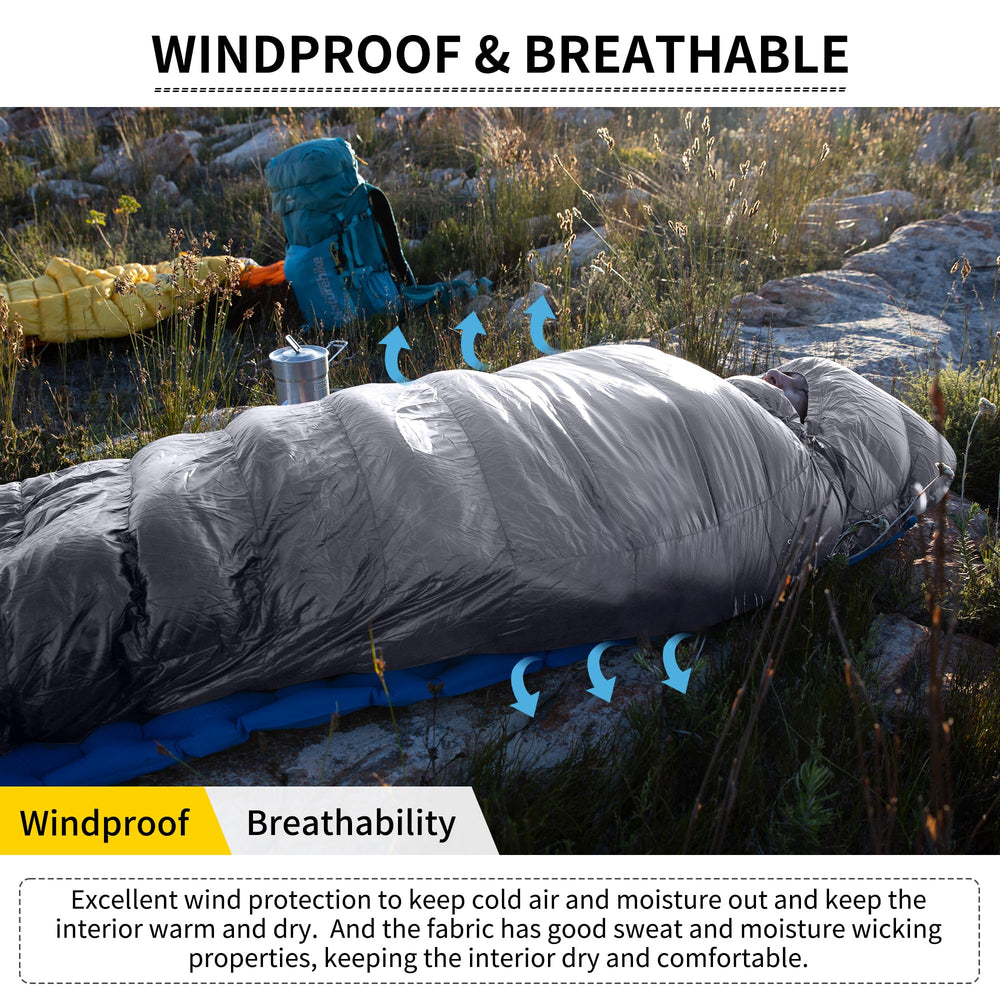 Naturehike ultralight duck-down sleeping bag YKK zipper ensures smooth closure