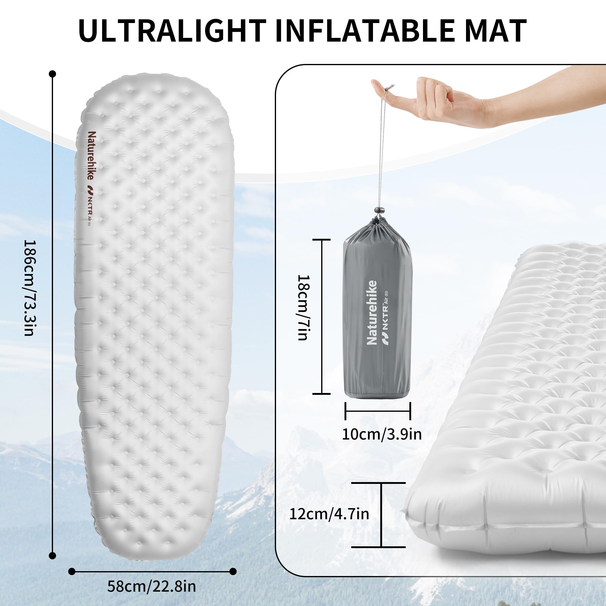 Naturehike ultralight sleeping pad heat-reflective layer image highlights warmth-locking feature.