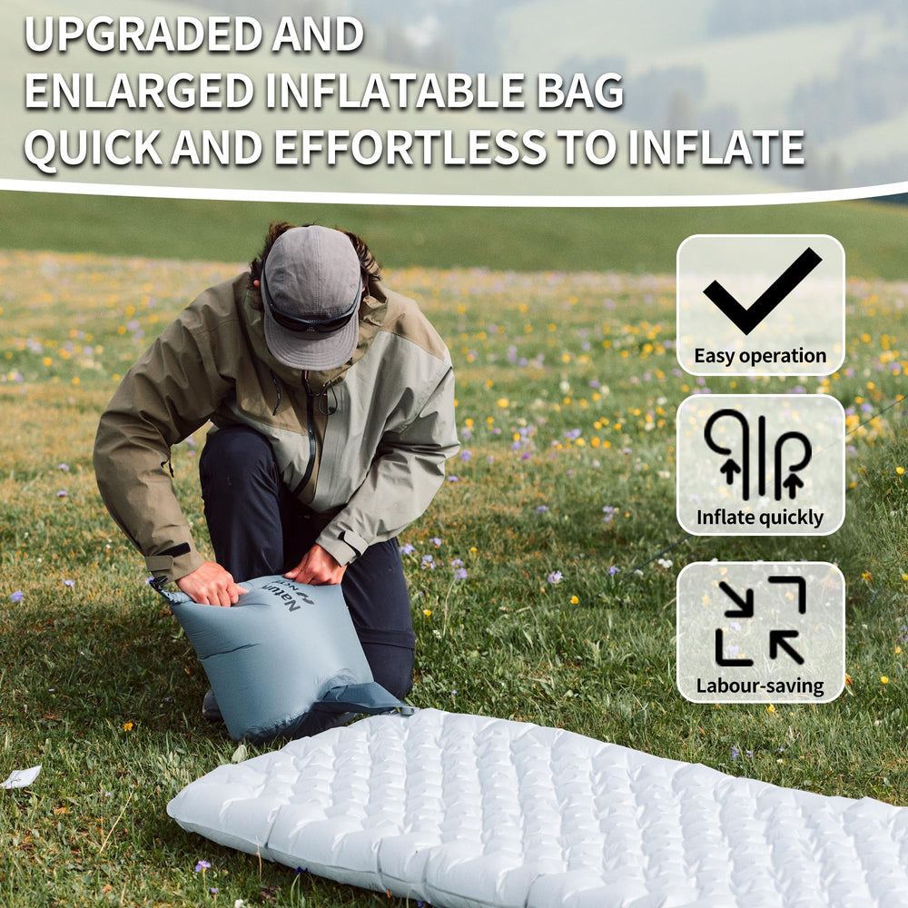 Naturehike ultralight sleeping pad in-use camping bed demonstrates comfort during rest.