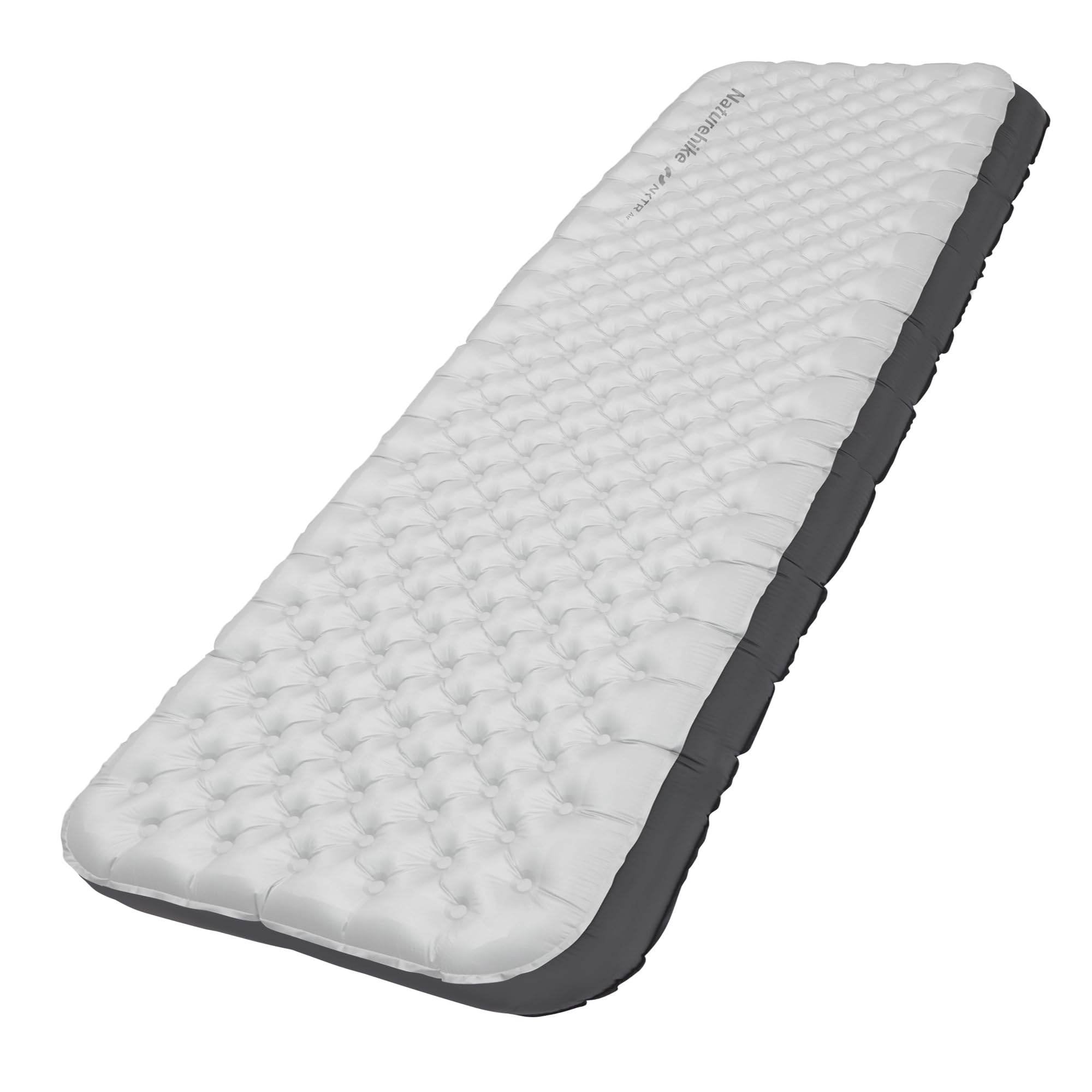 Naturehike ultralight sleeping pad inflated portrait demonstrates full support on uneven ground.