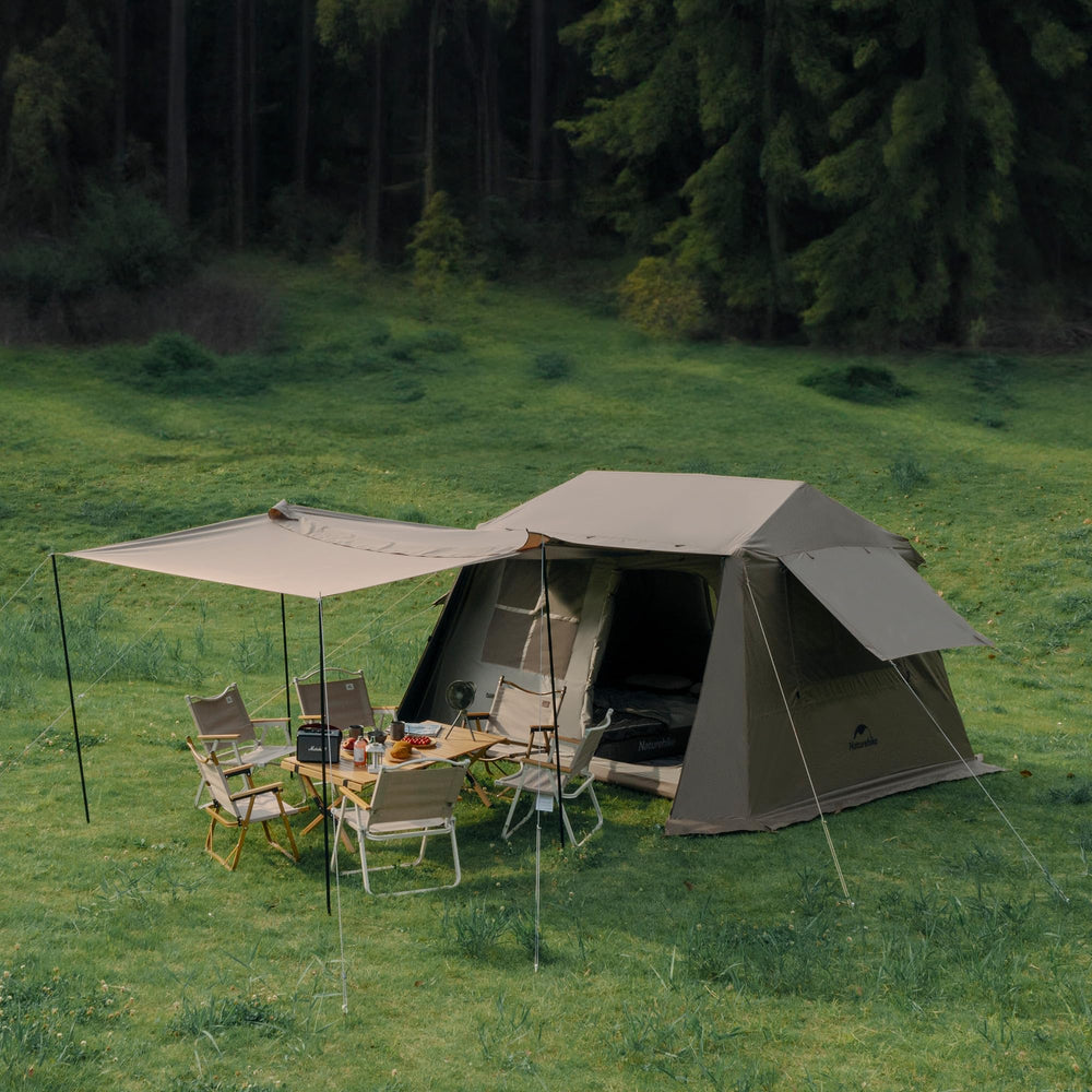 Naturehike Village camping tent assembly in seconds for effortless first-time setup.